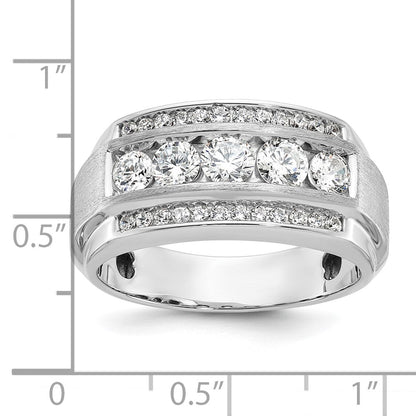14K Weißgold Herren-Ring poliert und satiniert mit 2,1K Diamant