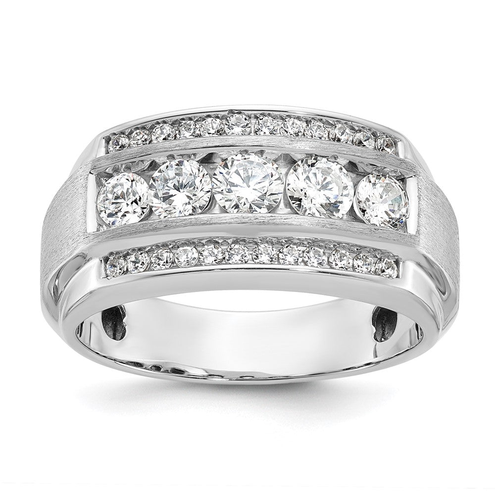 10K Weißgold 1,875 ct. Laborgezüchteter Diamant VS/SI+ G+ Poliert und Satiniert Dreireihiger Herrenring