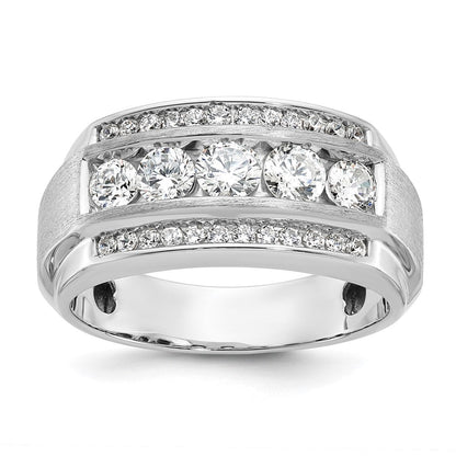 14K Weißgold Herren-Ring poliert und satiniert mit 2,1K Diamant