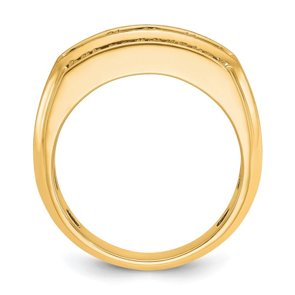 14K Gelbgold 1,875 ct. Labordiamant VS/SI+ G+ Polierter und Satinierter Dreireihiger Herrenring