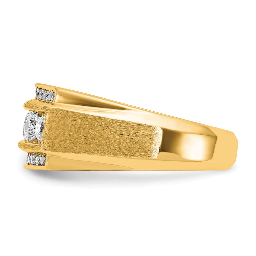 14K Gelbgold 1,875 ct. Labordiamant VS/SI+ G+ Polierter und Satinierter Dreireihiger Herrenring