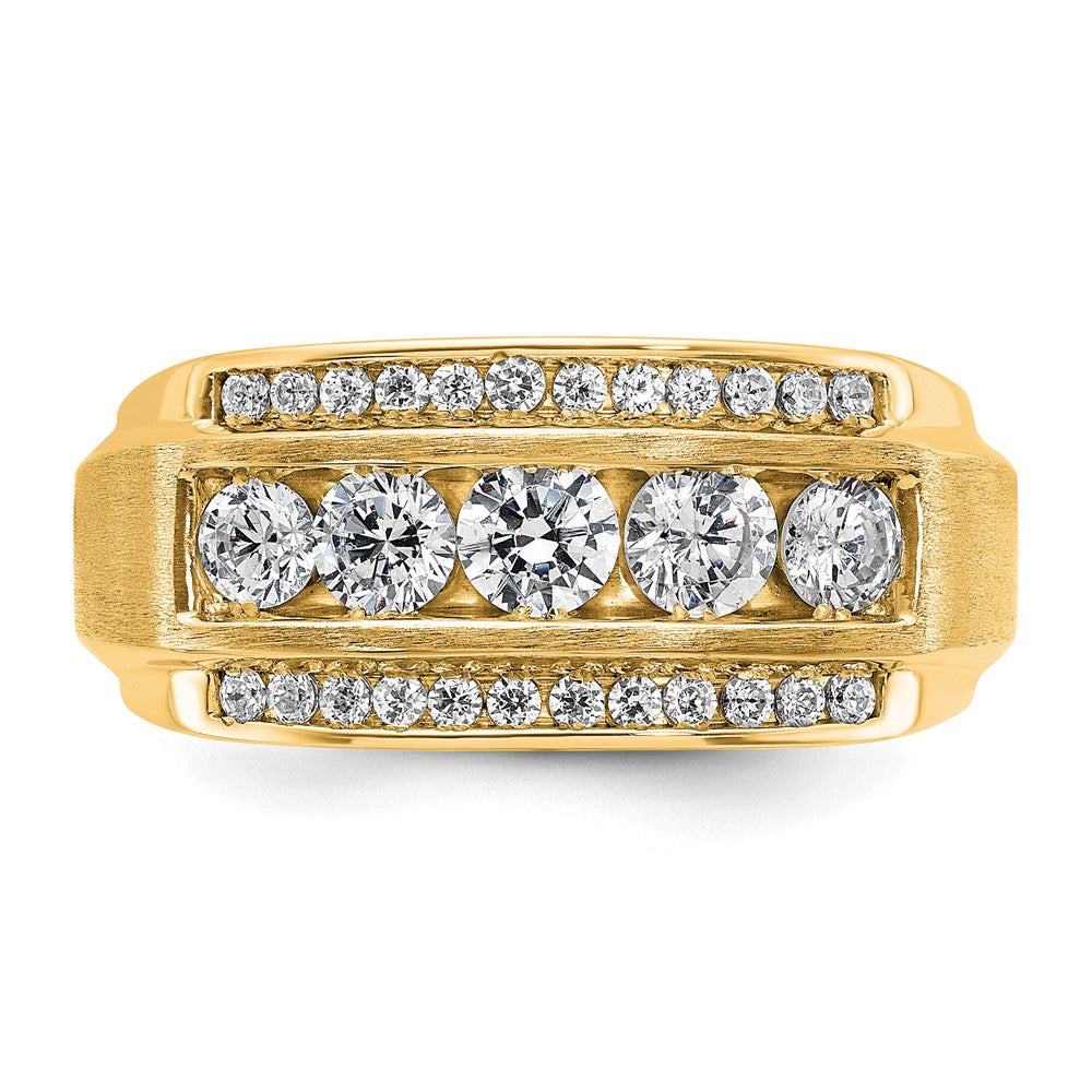 14K Gelbgold 1,875 ct. Labordiamant VS/SI+ G+ Polierter und Satinierter Dreireihiger Herrenring