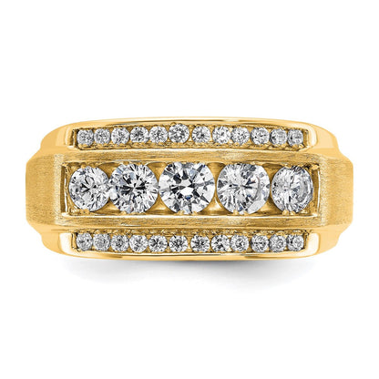 14K Gelbgold 1,875 ct. Labordiamant VS/SI+ G+ Polierter und Satinierter Dreireihiger Herrenring