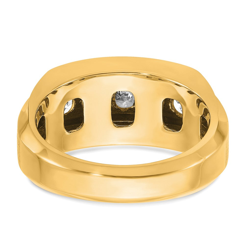 14K Gelbgold 1,875 ct. Labordiamant VS/SI+ G+ Polierter und Satinierter Dreireihiger Herrenring