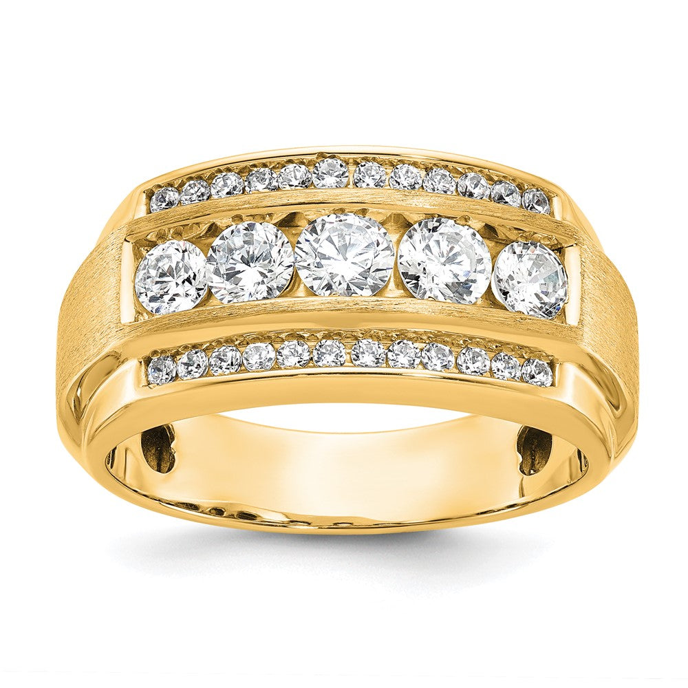 14K Gelbgold 1,875 ct. Labordiamant VS/SI+ G+ Polierter und Satinierter Dreireihiger Herrenring