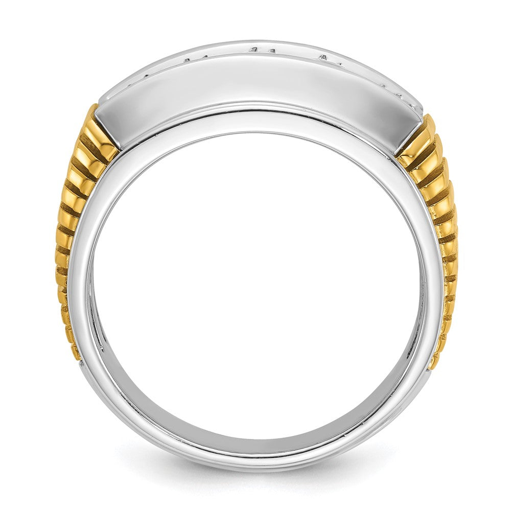 14K Bicolor Gold Herren-Diamantring mit 1K, komplett besetzt