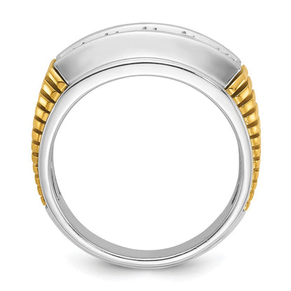 14K Bicolor Gold Herren-Diamantring mit 1K, komplett besetzt
