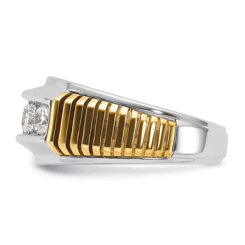 14K Bicolor Gold Herren-Diamantring mit 1K, komplett besetzt