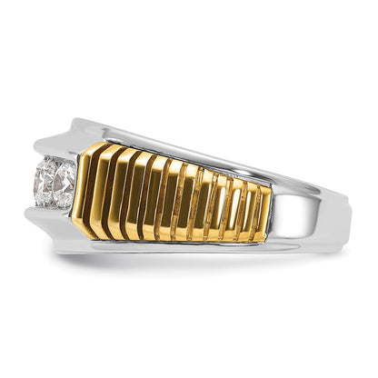 14K Bicolor Gold Herren-Diamantring mit 1K, komplett besetzt