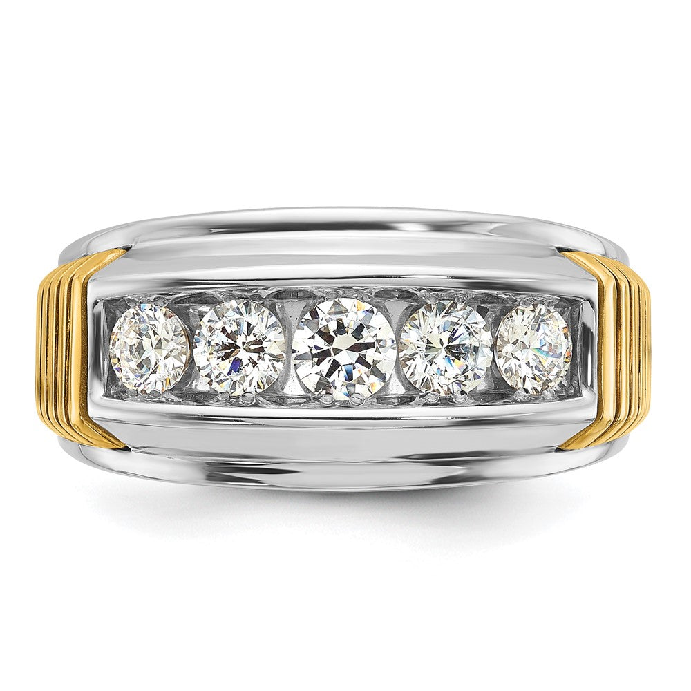 14K Bicolor Gold Herren-Diamantring mit 1K, komplett besetzt