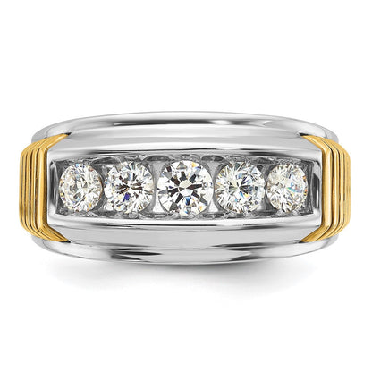 14K Bicolor Gold Herren-Diamantring mit 1K, komplett besetzt