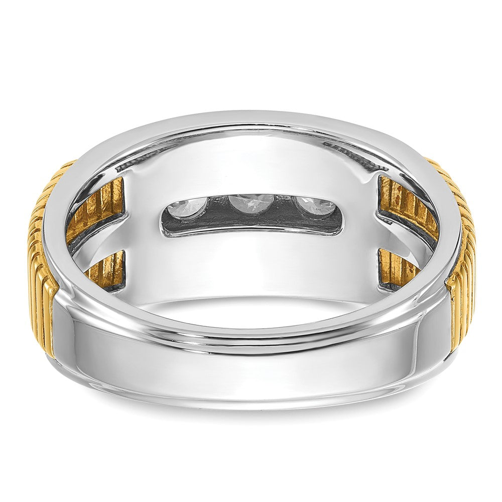 14K Bicolor Gold Herren-Diamantring mit 1K, komplett besetzt
