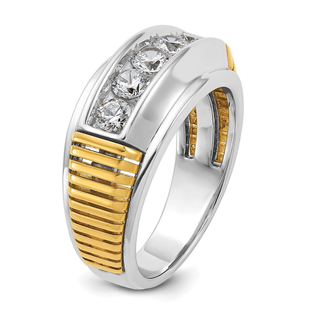 14K Bicolor Gold Herren-Diamantring mit 1K, komplett besetzt