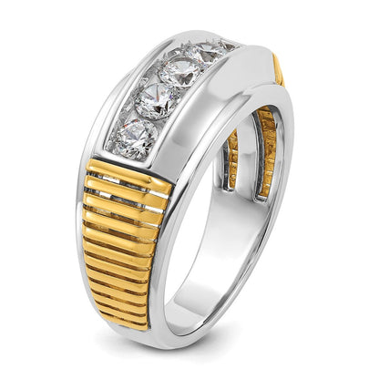 14K Bicolor Gold Herren-Diamantring mit 1K, komplett besetzt