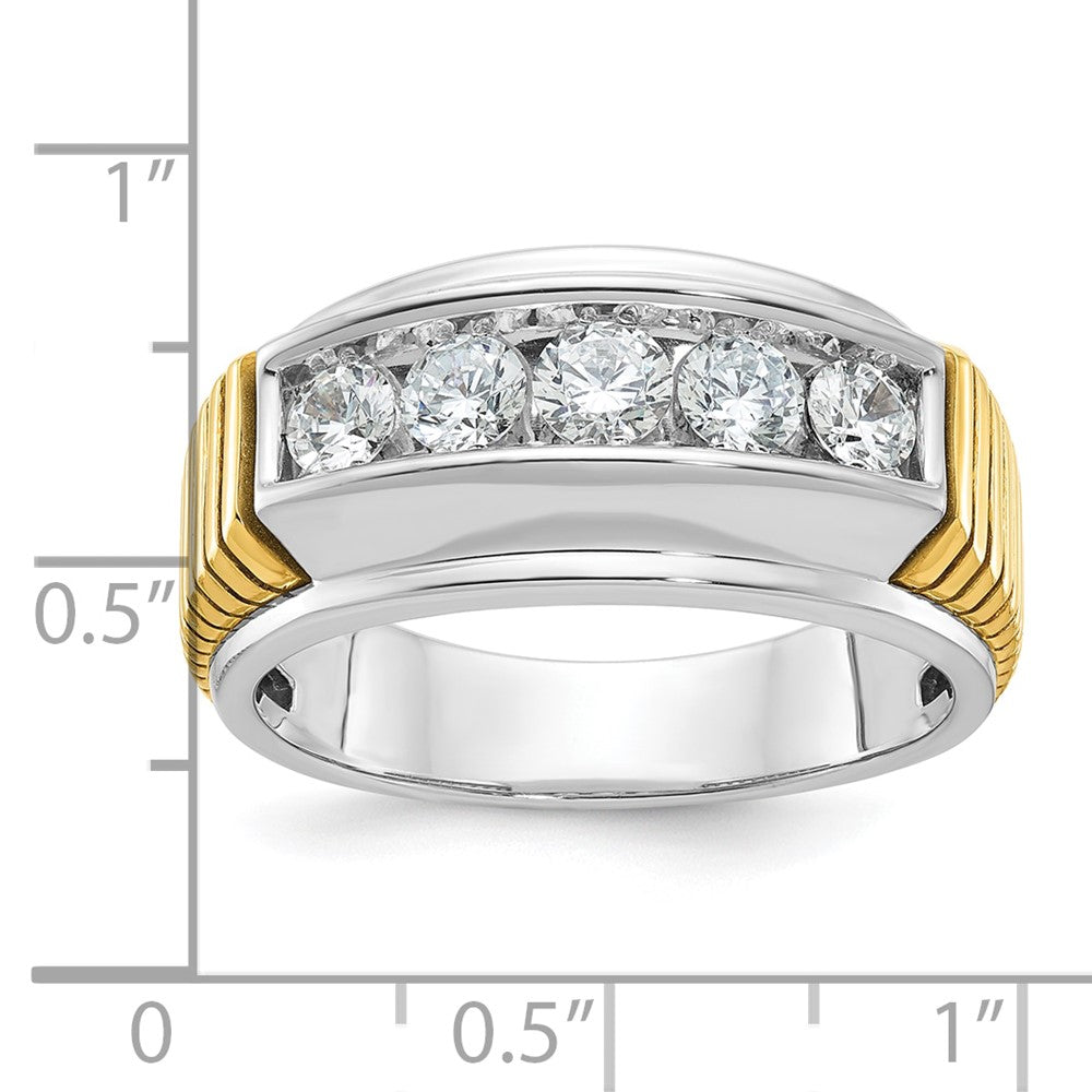 14K Bicolor Gold Herren-Diamantring mit 1K, komplett besetzt