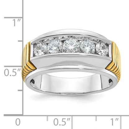 14K Bicolor Gold Herren-Diamantring mit 1K, komplett besetzt