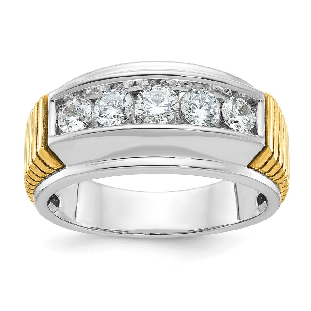 14K Bicolor Gold Herren-Diamantring mit 1K, komplett besetzt