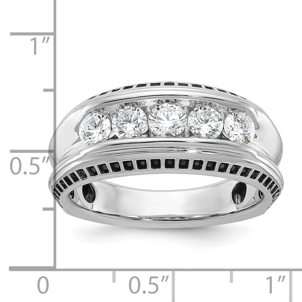 14K Weißgold Herren-Diamantring mit Schwarzrhodinierung, 1K, komplett besetzt