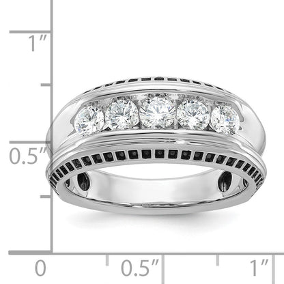14K Weißgold Herren-Diamantring mit Schwarzrhodinierung, 1K, komplett besetzt