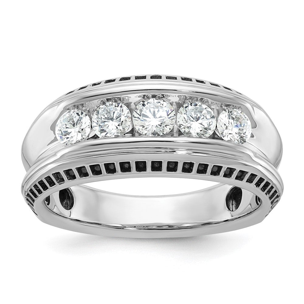 14K Weißgold Herren-Diamantring mit Schwarzrhodinierung, 1K, komplett besetzt