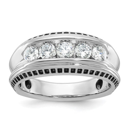 14K Weißgold Herren-Diamantring mit Schwarzrhodinierung, 1K, komplett besetzt
