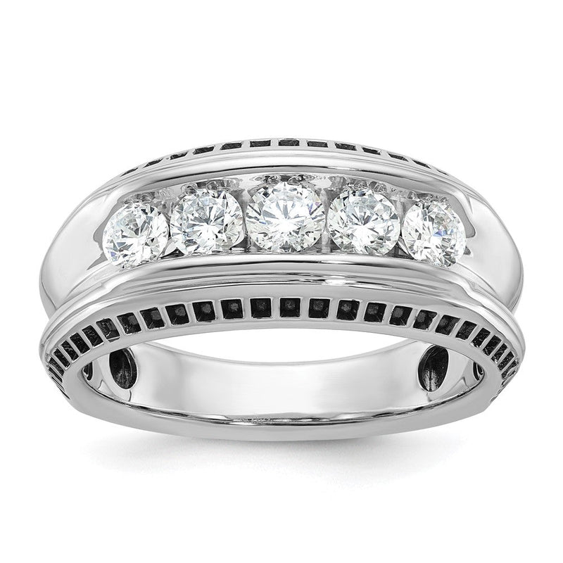 14K Weißgold Herren-Diamantring mit Schwarzrhodinierung, 1K, komplett besetzt
