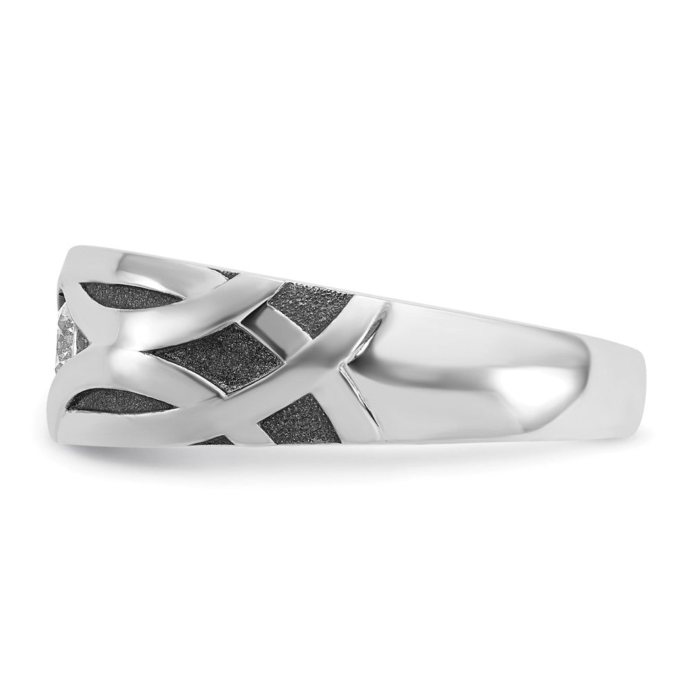 14K Weißgold mit Schwarzrhodium Herren-Ring mit Satinfinish und 0,375 ct. Diamant, komplett besetzt