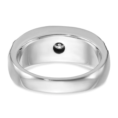 14K Weißgold mit Schwarzrhodium Herren-Ring mit Satinfinish und 0,375 ct. Diamant, komplett besetzt