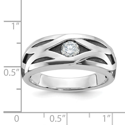 14K Weißgold mit Schwarzrhodium Herren-Ring mit Satinfinish und 0,375 ct. Diamant, komplett besetzt