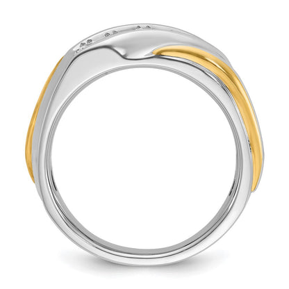 14K Bicolor-Gold Herren-Ring mit 0,5K Diamanten, komplett besetzt