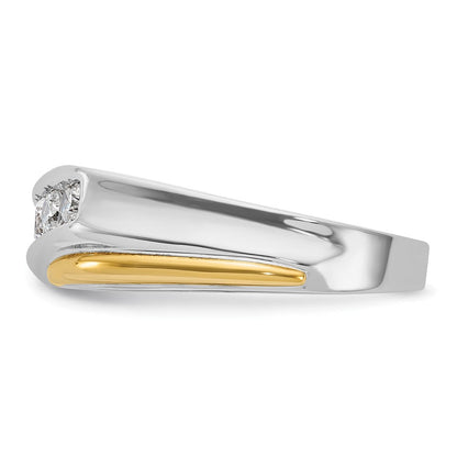 14K Bicolor-Gold Herren-Ring mit 0,5K Diamanten, komplett besetzt