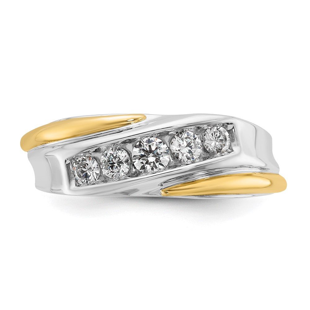14K Bicolor-Gold Herren-Ring mit 0,5K Diamanten, komplett besetzt