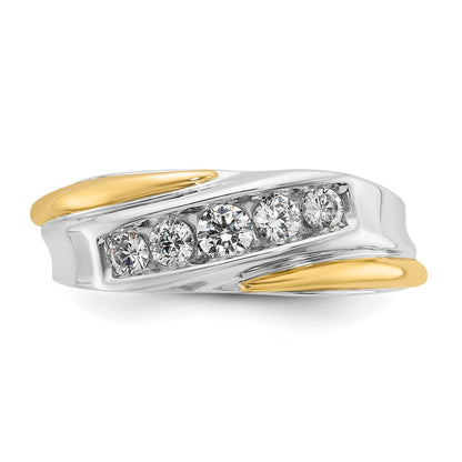 14K Bicolor-Gold Herren-Ring mit 0,5K Diamanten, komplett besetzt