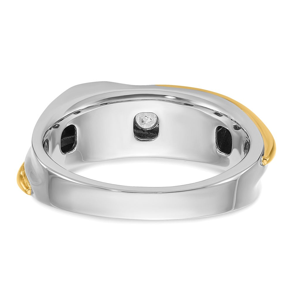 14K Bicolor-Gold Herren-Ring mit 0,5K Diamanten, komplett besetzt
