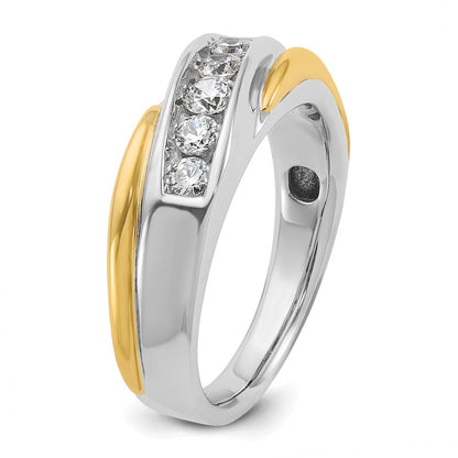 14K Bicolor-Gold Herren-Ring mit 0,5K Diamanten, komplett besetzt