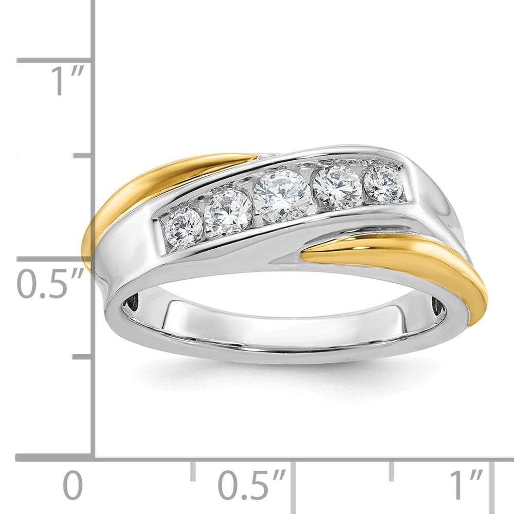 14K Bicolor-Gold Herren-Ring mit 0,5K Diamanten, komplett besetzt