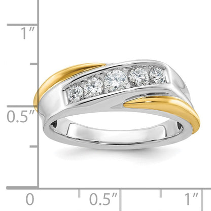 14K Bicolor-Gold Herren-Ring mit 0,5K Diamanten, komplett besetzt