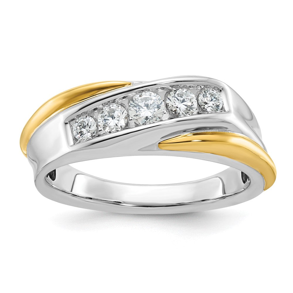 14K Bicolor-Gold Herren-Ring mit 0,5K Diamanten, komplett besetzt