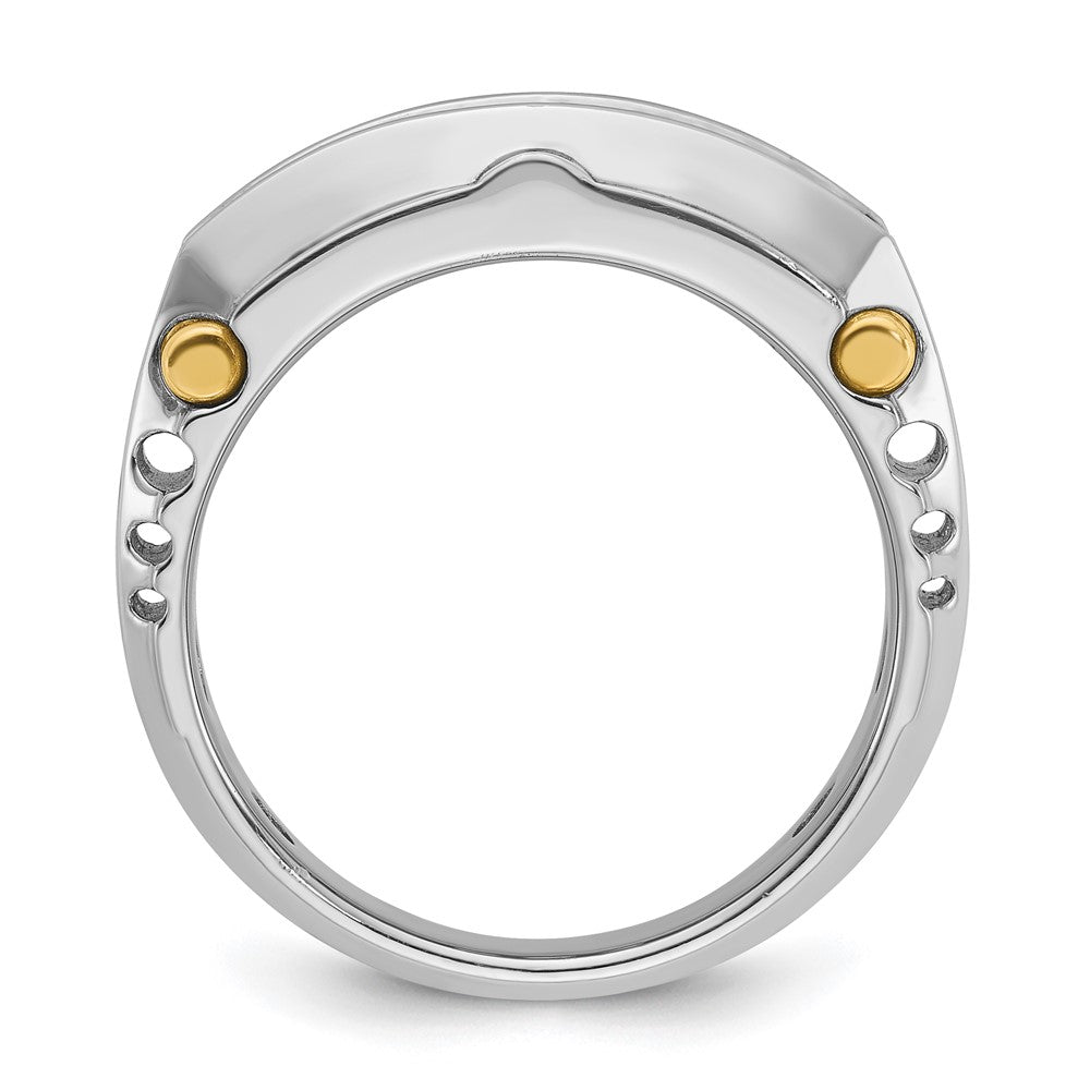 14K Bicolor Gold Herren-Ring mit 1K Diamant, komplett besetzt