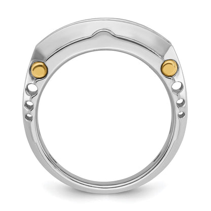 14K Bicolor Gold Herren-Ring mit 1K Diamant, komplett besetzt