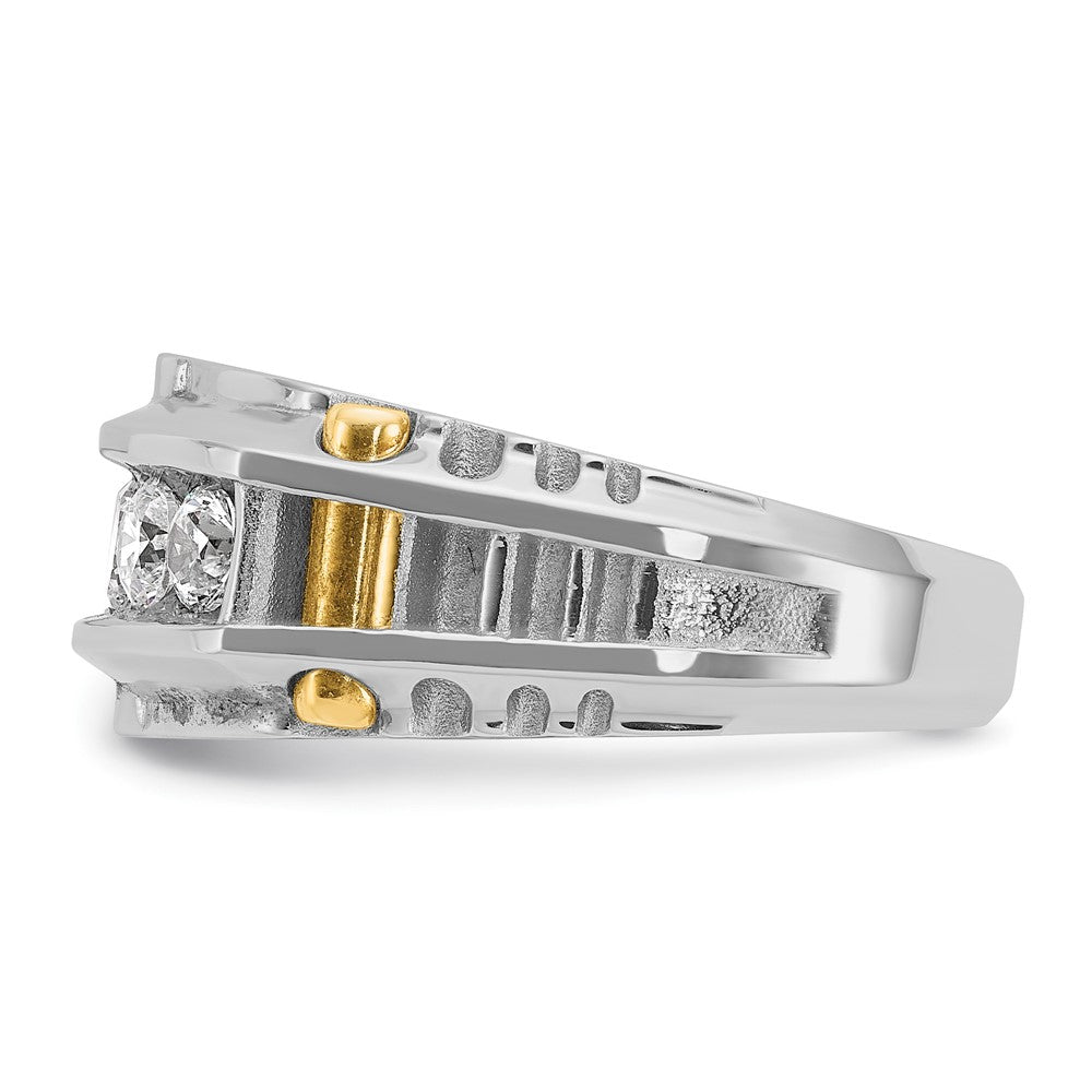14K Bicolor Gold Herren-Ring mit 1K Diamant, komplett besetzt