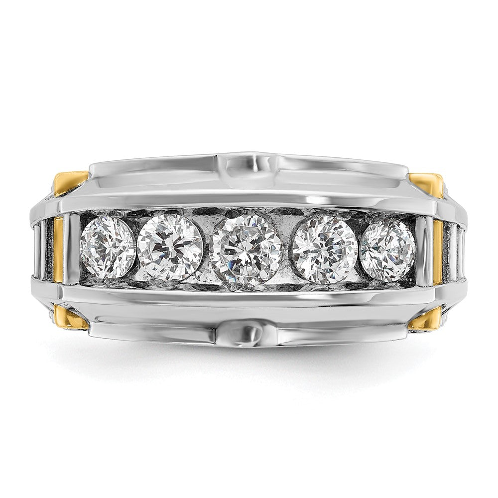 14K Bicolor Gold Herren-Ring mit 1K Diamant, komplett besetzt