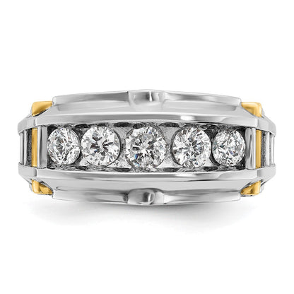 14K Bicolor Gold Herren-Ring mit 1K Diamant, komplett besetzt