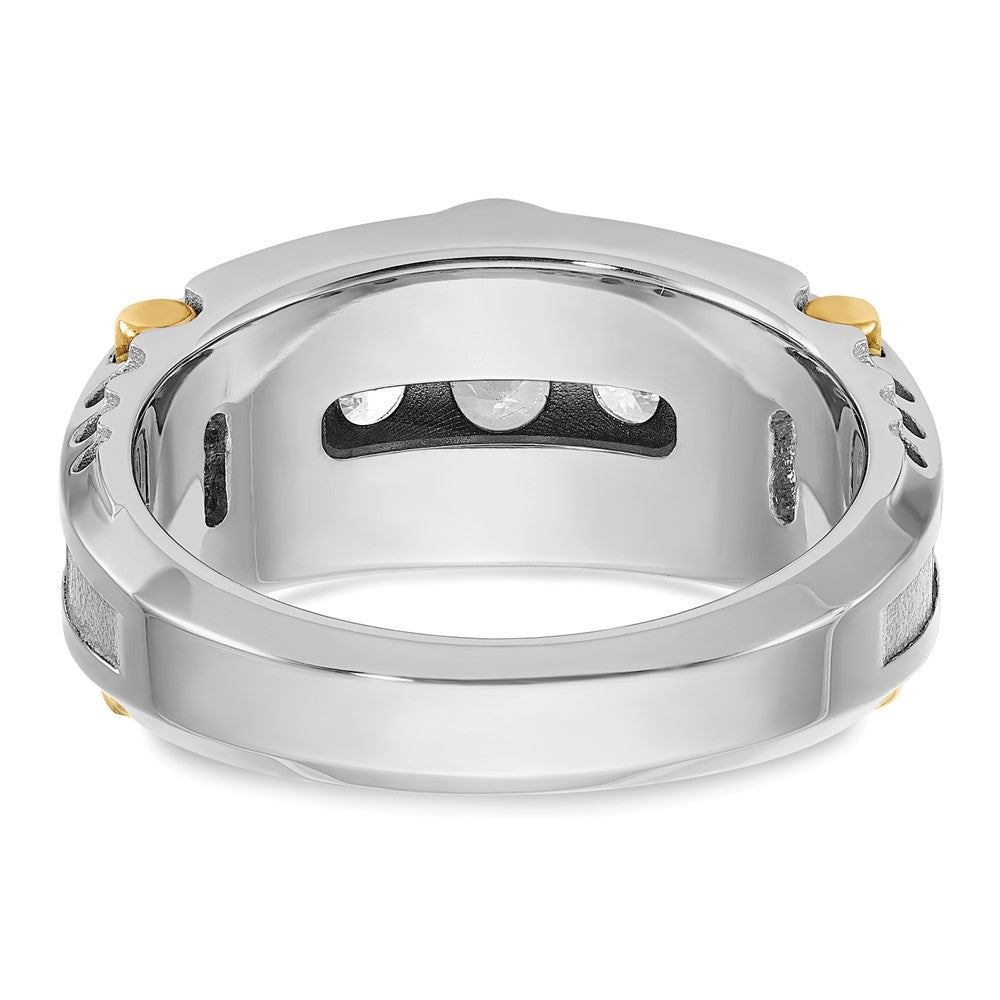 14K Bicolor Gold Herren-Ring mit 1K Diamant, komplett besetzt