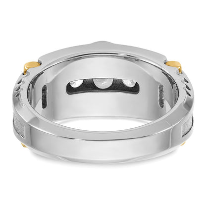 14K Bicolor Gold Herren-Ring mit 1K Diamant, komplett besetzt