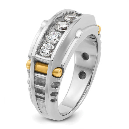 14K Bicolor Gold Herren-Ring mit 1K Diamant, komplett besetzt