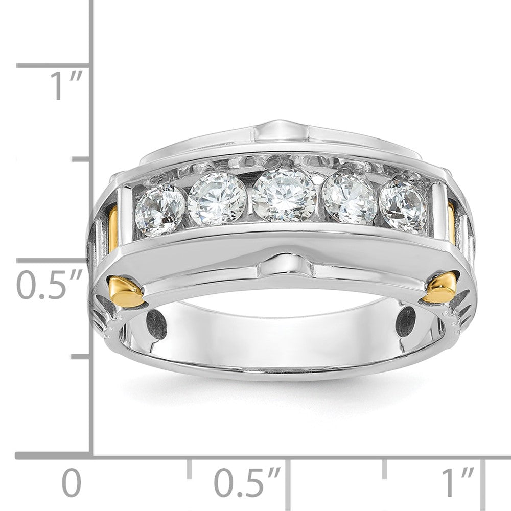 14K Bicolor Gold Herren-Ring mit 1K Diamant, komplett besetzt