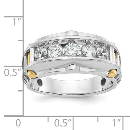 14K Bicolor Gold Herren-Ring mit 1K Diamant, komplett besetzt