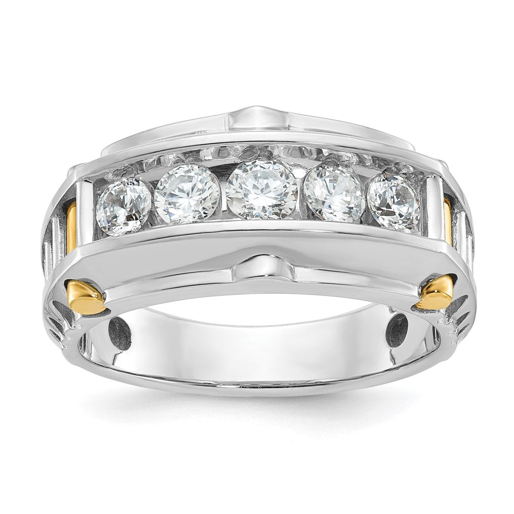 14K Bicolor Gold Herren-Ring mit 1K Diamant, komplett besetzt