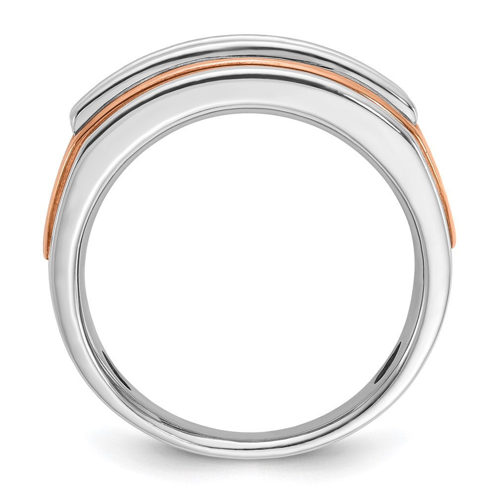 14K Weiß-/Roségold zweifarbiger Gold Weiß-/Roségold Herren-Diamantring mit 1,5K, komplett besetzt